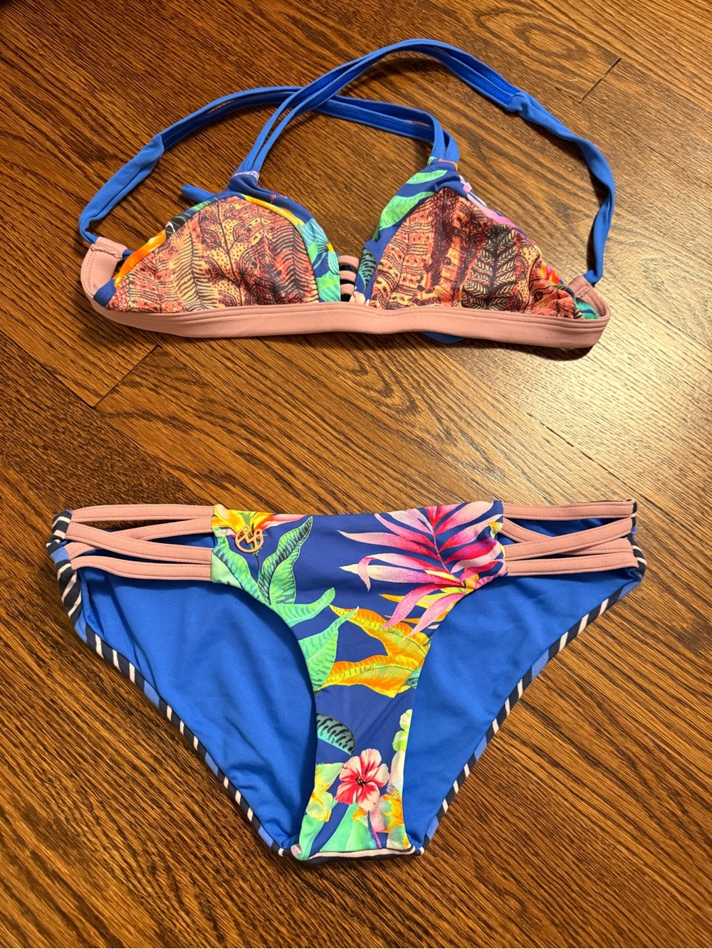 Maaji Blue Tropical Print Bikini Set